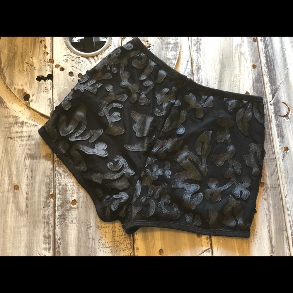 ANGL Leather & Lace booty shorts. - Picture 2 of 3